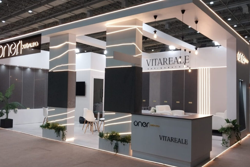 Modular Matrix booth construction for ITB Berlin by Deniz Expo